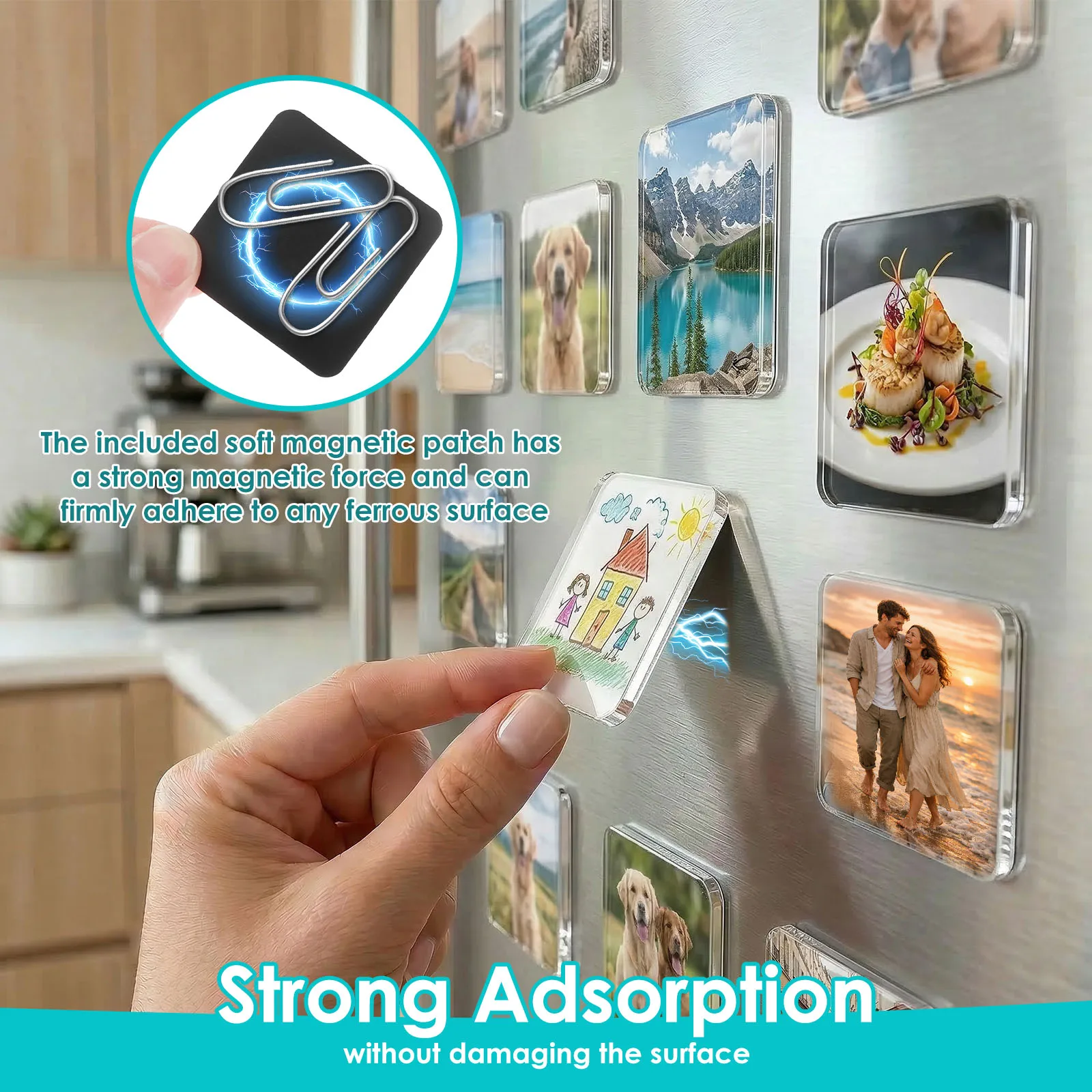 20 Pcs Acrylic DIY Fridge Magnet Creative Clear Craft Fridge Magnet Easy to Use DIY Refrigerator Magnets Set for Office Kitchen