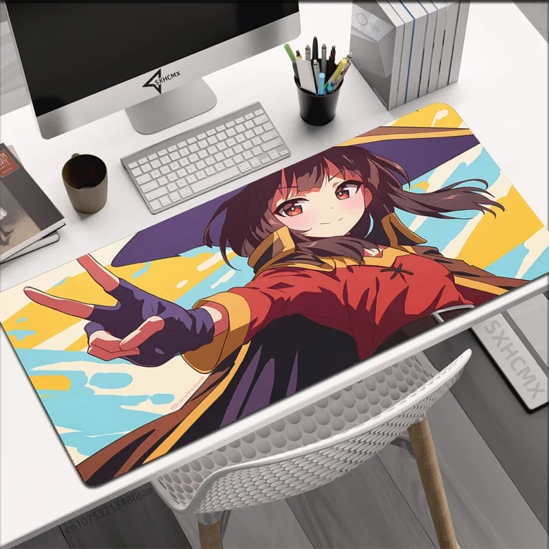 KonoSuba Megumin XXL mouse pad Anime Computer Mat 900x400mm Gaming Accessories Kawaii mousepad Large Padmouse Keyboard Deskmat