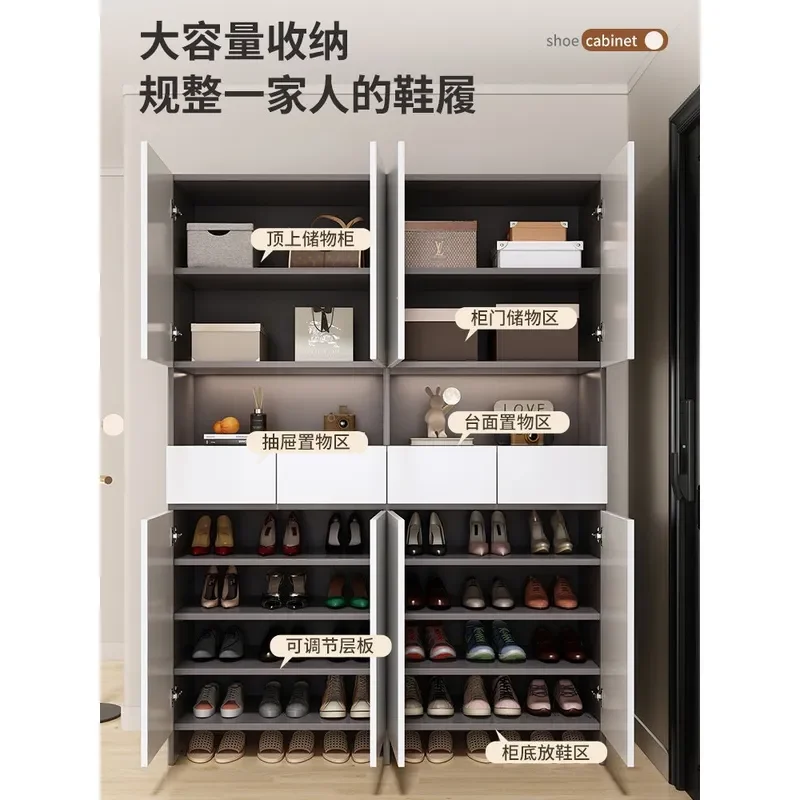 Ultra Slim Tall Shoe Cabinet Wall Mounted Large Capacity Vertical Storage Rack for Entryway Hallway Corridor Household