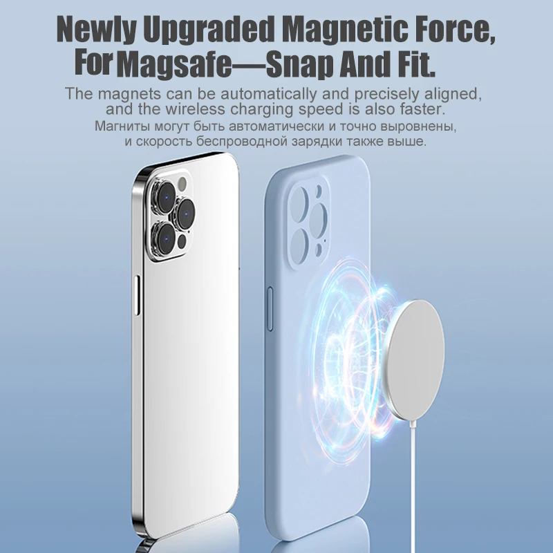 LPLEA For Magsafe Luxury Magnetic Liquid Silicone Case For iPhone 15 14 13 12 11 Pro Max Mini X XR XS 8 Plus Wireless Charging