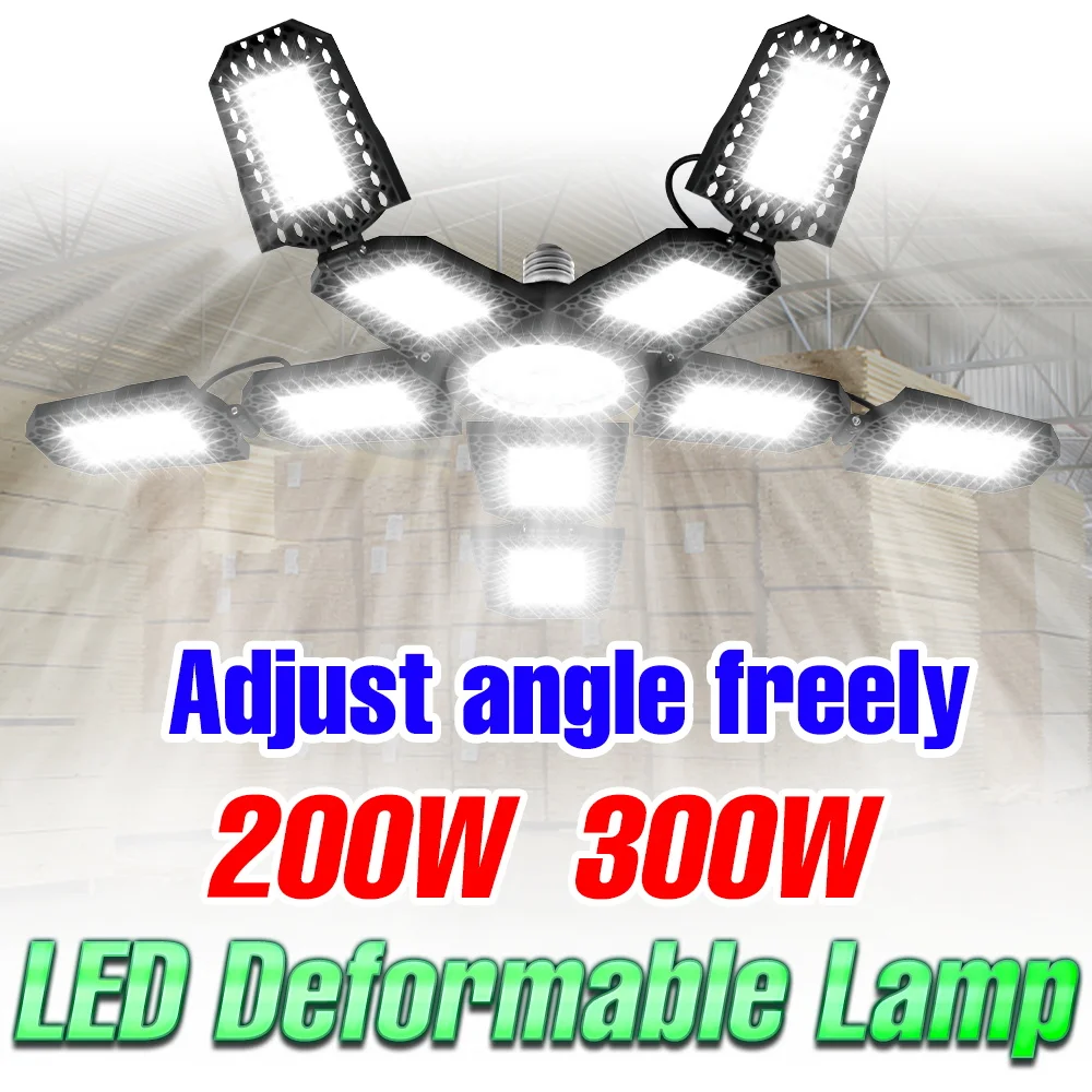 

Светодиодный светильник для гаража 300 Вт, 100-277 В, высокая яркость, лампа для мастерской, цоколь E27, потолочный светильник для склада, подвала, фабрики, парковки