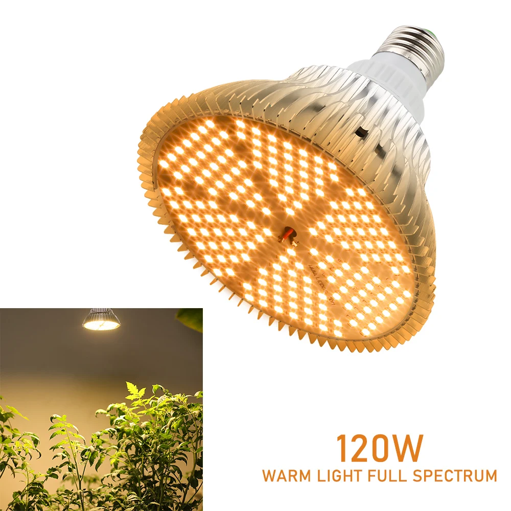 120W Full Spectrum LED Grow Light Warm White E27 Plant Lamp Bulbs for Flowers Garden Vegetables Greenhouse