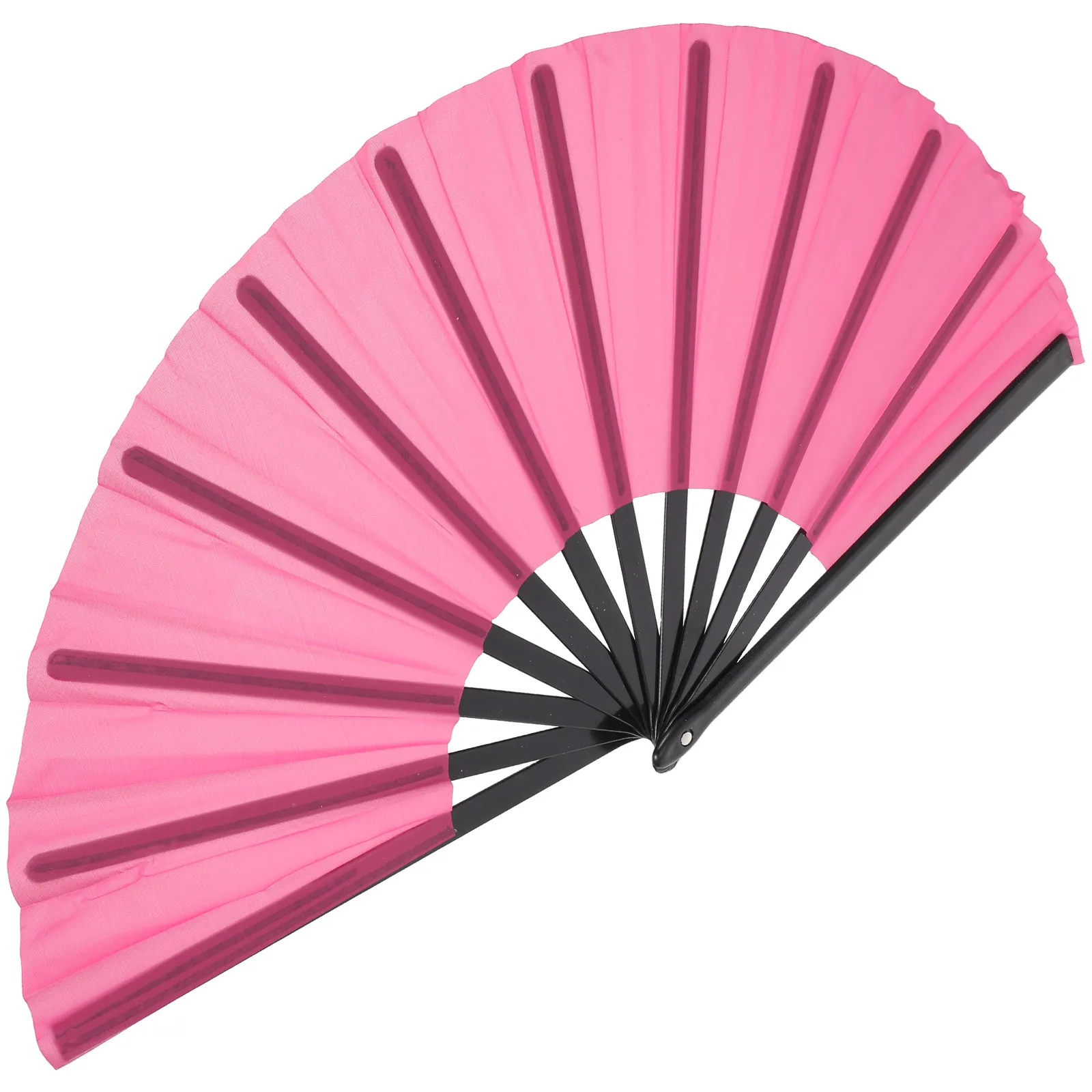 Folding Hand Fan Chinese Decorative Fabric Vibrant Color Sturdy Rib Loud Clacking Dance Performance Wedding Favor Party Prop