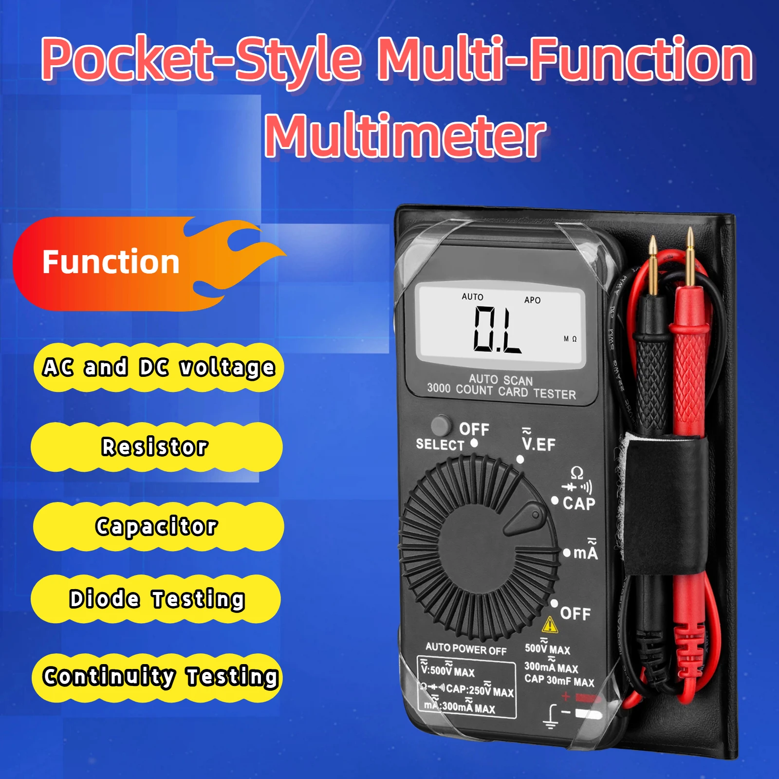 

Pocket-sized ultra-thin high-intelligence auto-ranging digital multimeter. Suitable for field work, laboratories, and factories.