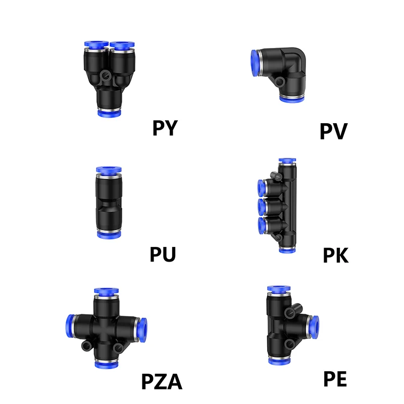 Box Set Air Straight Pneumatic Fittings PU PE PV PY PK PZA Hose Pipes Push in Quick Release Connector 6 8 10 12mm Couplings