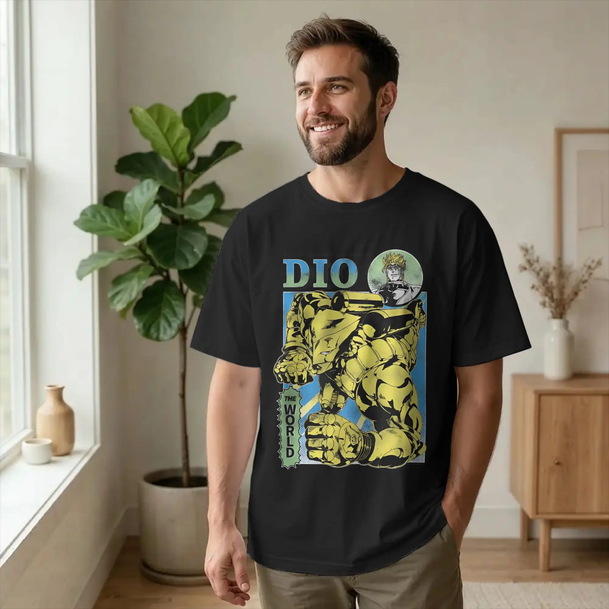 DIO & The World Japanese Anime  T Shirt For Men Women Cotton Short Sleeve Joestar Family Bizarre Adventure O-neck Summer Clothes