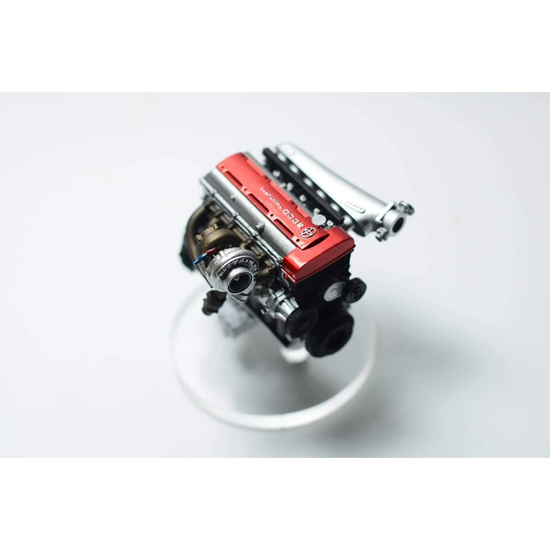 Motor Turbo de cuatro cilindros 2JZ de fundición a presión de aleación 1/24 con turbina, Kit de modelo de Material de resina de impresión 3D, accesorios para modelo de coche