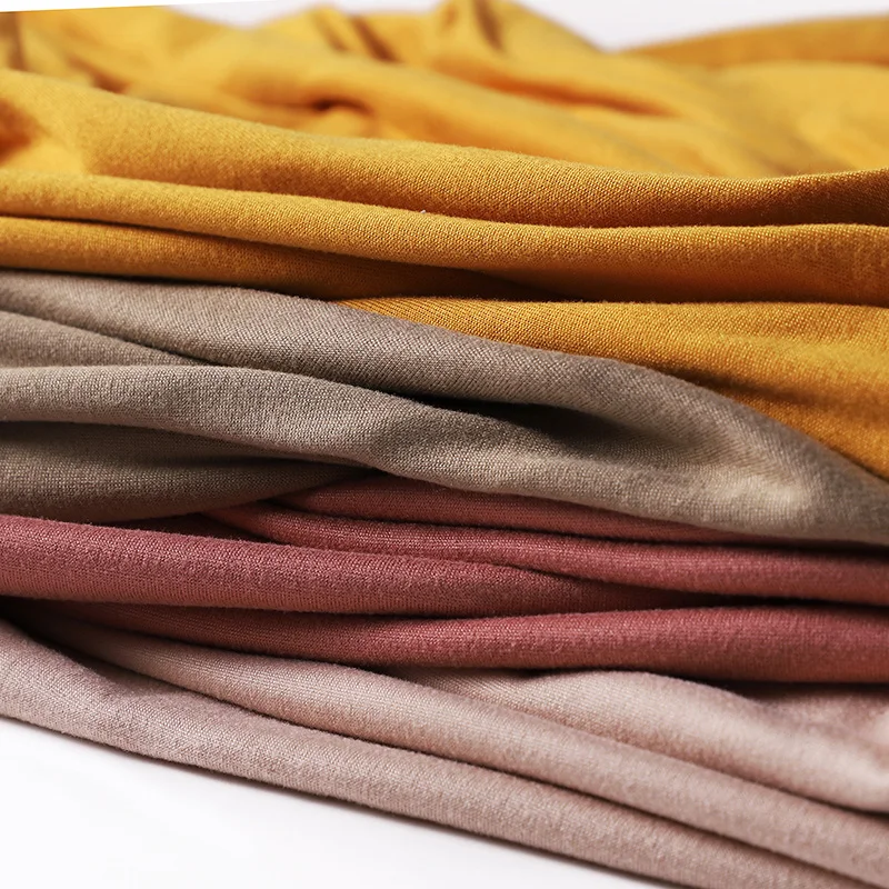 Muslimischer Hijab-Schal aus schlichter Baumwolljersey, einfarbig, mit guter Stich, dehnbar, weich, Turban-Kopfwickel, Schal, Foulard Femme – Detail 4