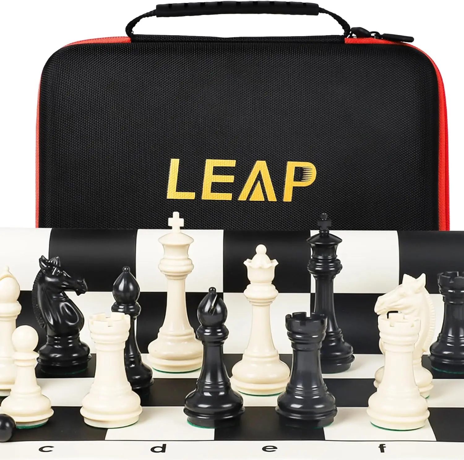 

Tournament Chess Set, 20'' Foldable Silicone Board, 3.75'' Plastic Staunton Pieces, Storage Bag