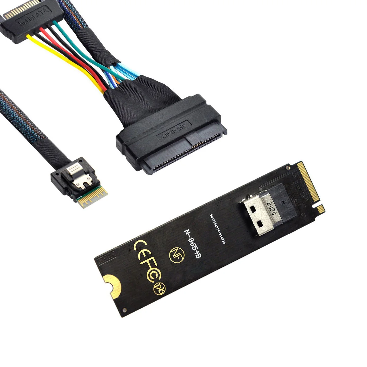 CY CYSM SFF-8654 Slimline SAS Card to NGFF M-Key NVME Adapter and U.2 U2 SFF-8639 NVME PCIe SSD Cable for Mainboard SSD