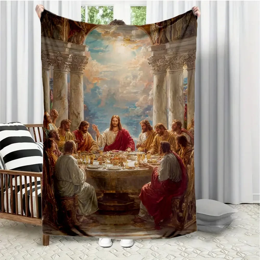 Christian Eucharist celebration Flannel printed blanket suitable for all seasons suitable for living room office sofa and travel