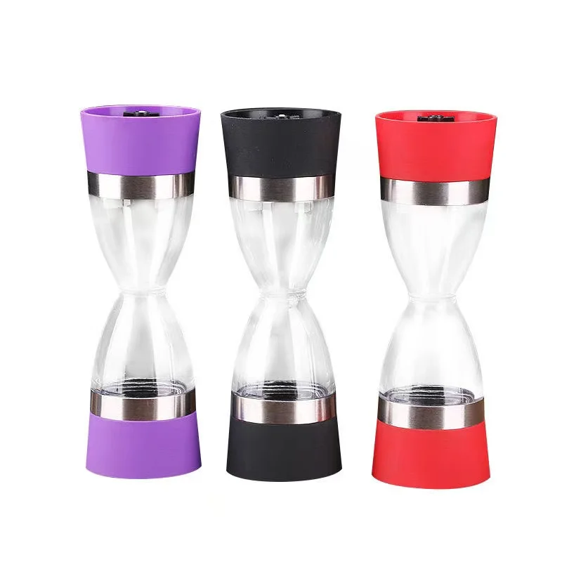 

Hourglass Shape Dual Salt Pepper Mill, Spice Grinder, Pepper Shaker, Cooking Tools, Easy to Clean Mills, Manually 2 in 1