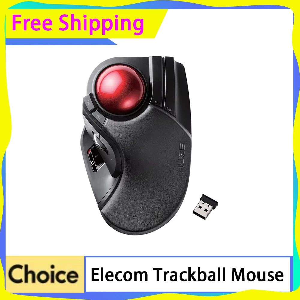 Elecom Trackball Mouse Wireless 2.4g 10 Programmable Buttons Ergonomic Vertical Mouse Office Laptop For Autocad Ps Custom