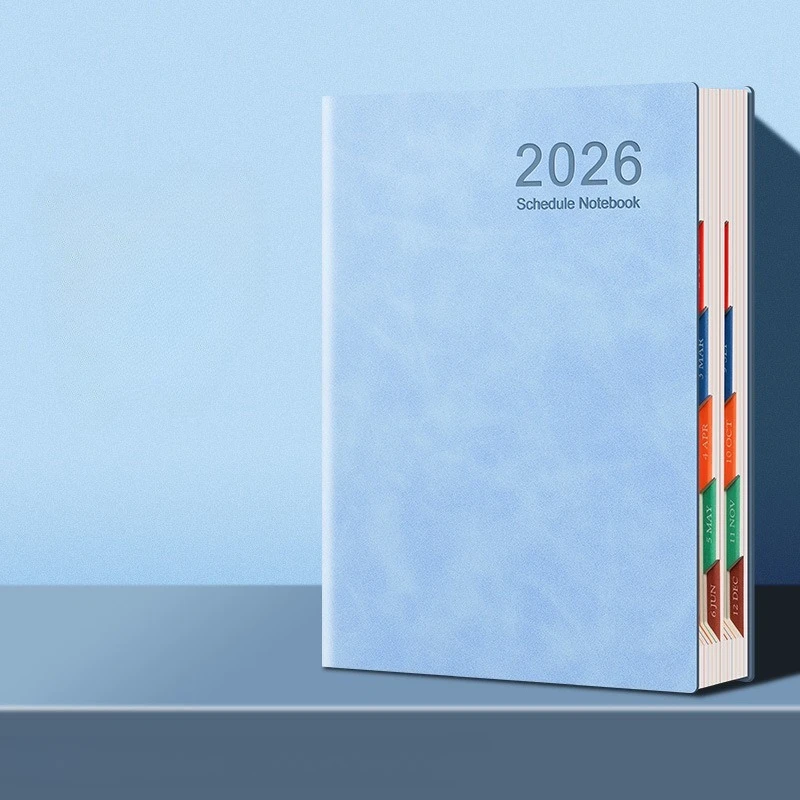 جدول 2026 للخطة الحالية والجدول الحاضر لصفحة واحدة وساعة الانضباط الذاتي في دليل الكفاءة لكل مفكرة التقويم