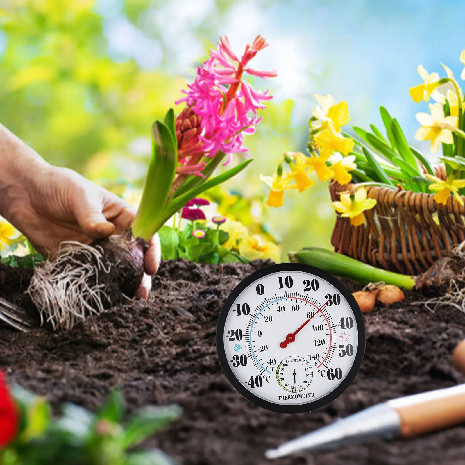 

10 Inch Outdoor Thermometer with Large Dial Wall Hanging for Accurate Indoor and Outdoor Temperature and Humidity Monitoring