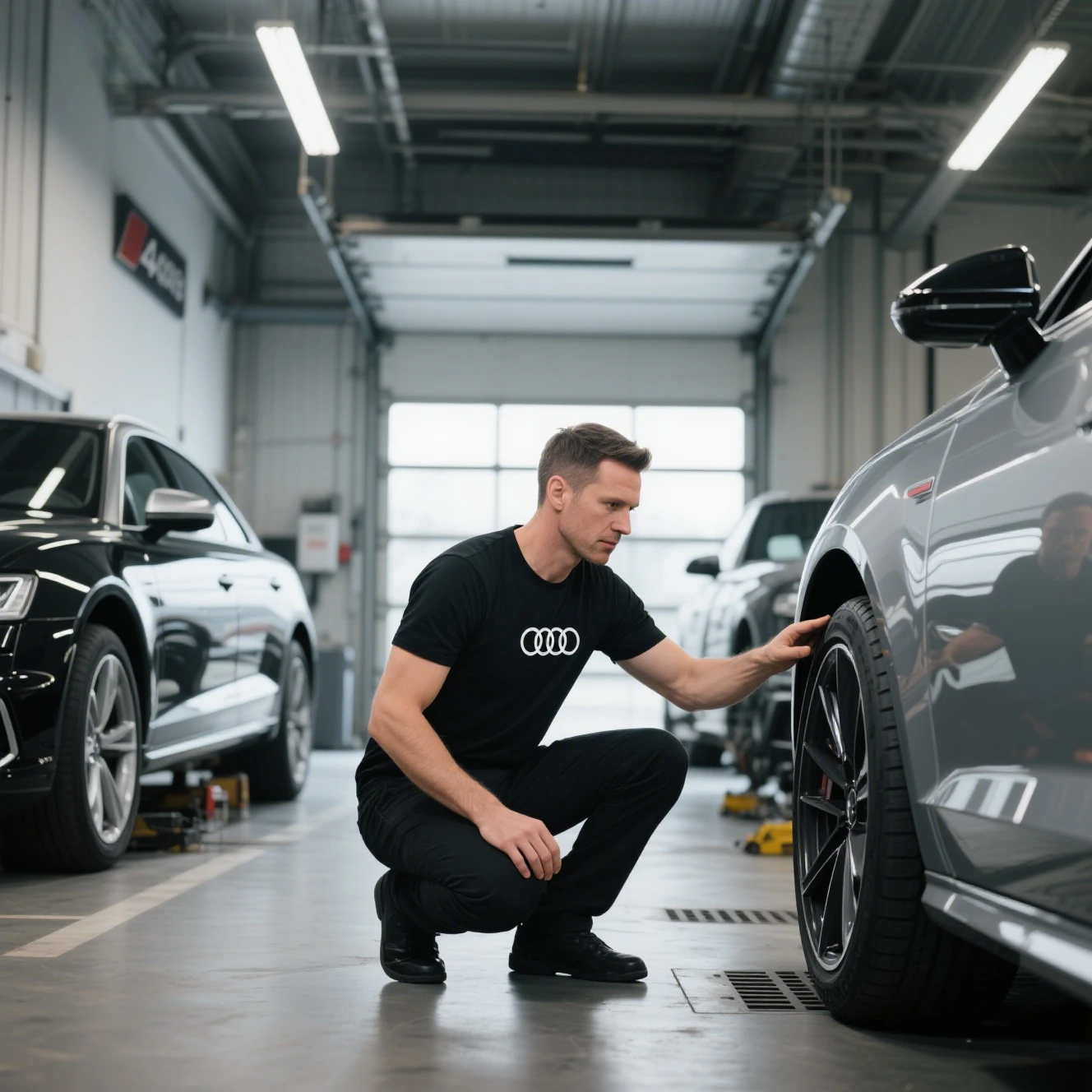 

Brand T-shirt Summer Men's and Women's Round Neck Short Sleeved Loose Casual Plus Size Audi Car Audi RS T-shirt Short Sleeved