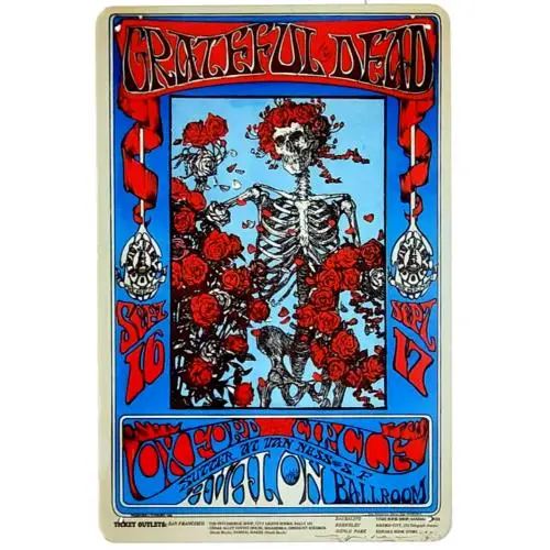 Grateful Dead Vintage Rock  Roll Metal Sign Art Poster Retro Tin Sign 12x8