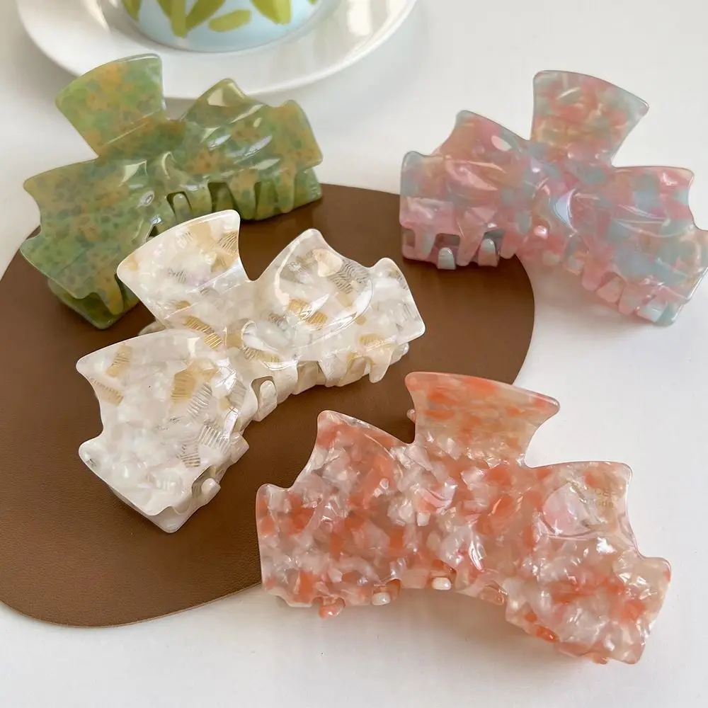 

Geometric Retro Bow Acetate Hair Claw Hair Clip Hairpin Solid Color Shark Clip Headwear Geometry Korean Style Shark Clip Girls