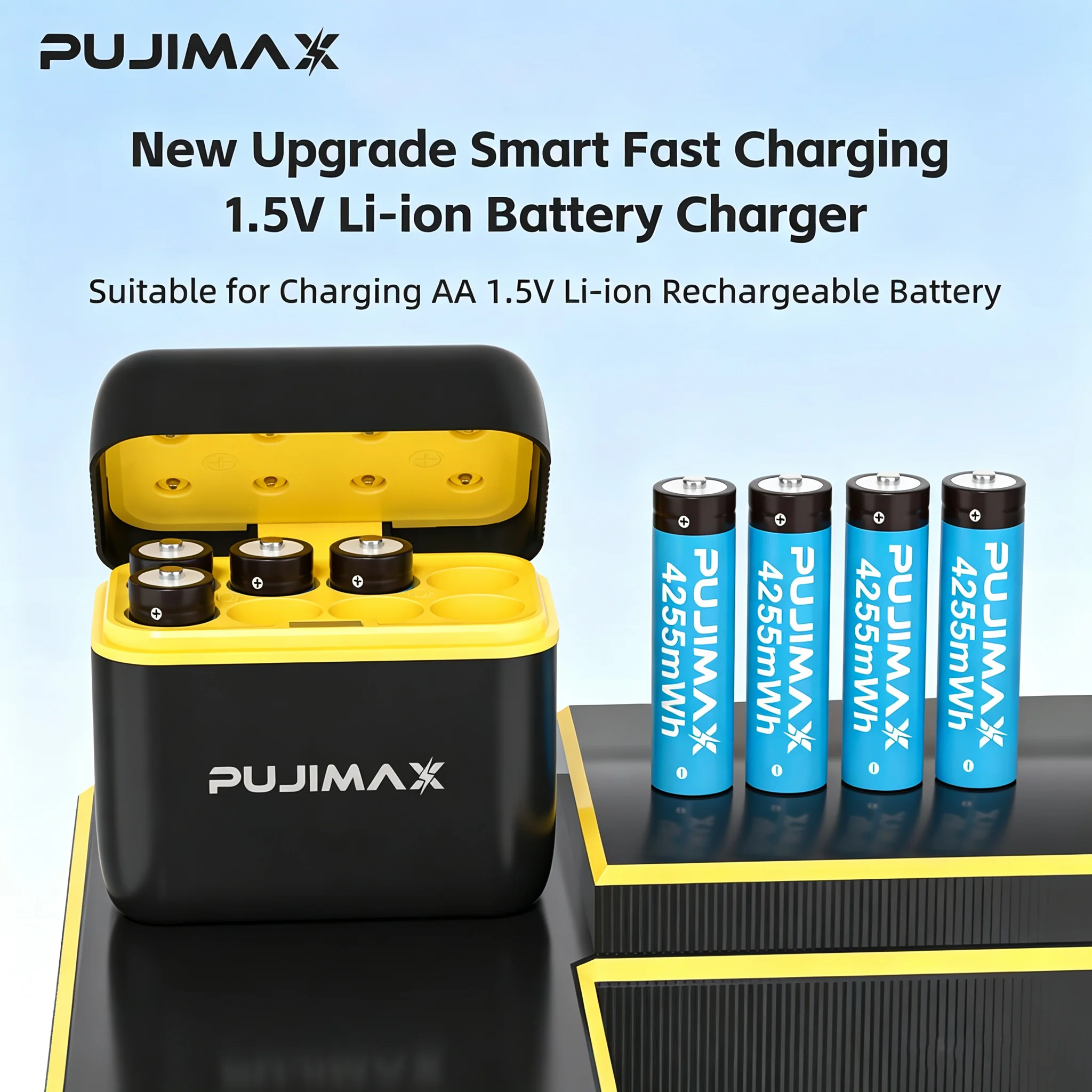 4-40PCS  AA 1.5V Rechargeable 8-Slots Battery Smart Charger For 4255mWh Lithium  Batteries Intelligent Fast USB Charger Box