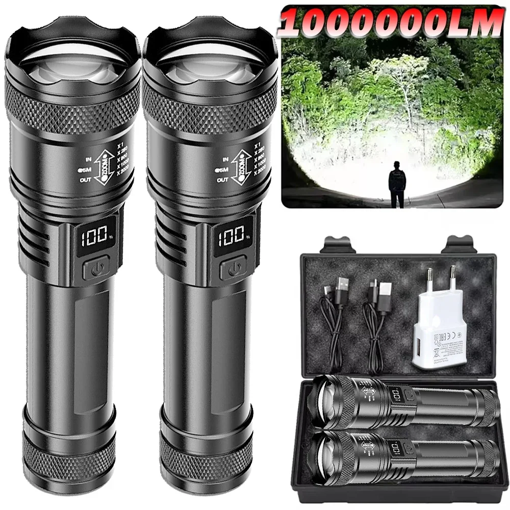 

Ultra Bright LED Flashlight 2000LM Type-C Rechargeable Long Range Zoom Tactical Torch Outdoor Emergency Camping Fishing Lantern