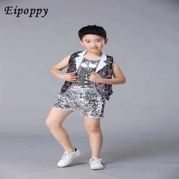 Dance Wear Girls Jazz Dance Street Dance Performance Costumes Children's Modern  Model Catwalk Sequin Costumes Skirts