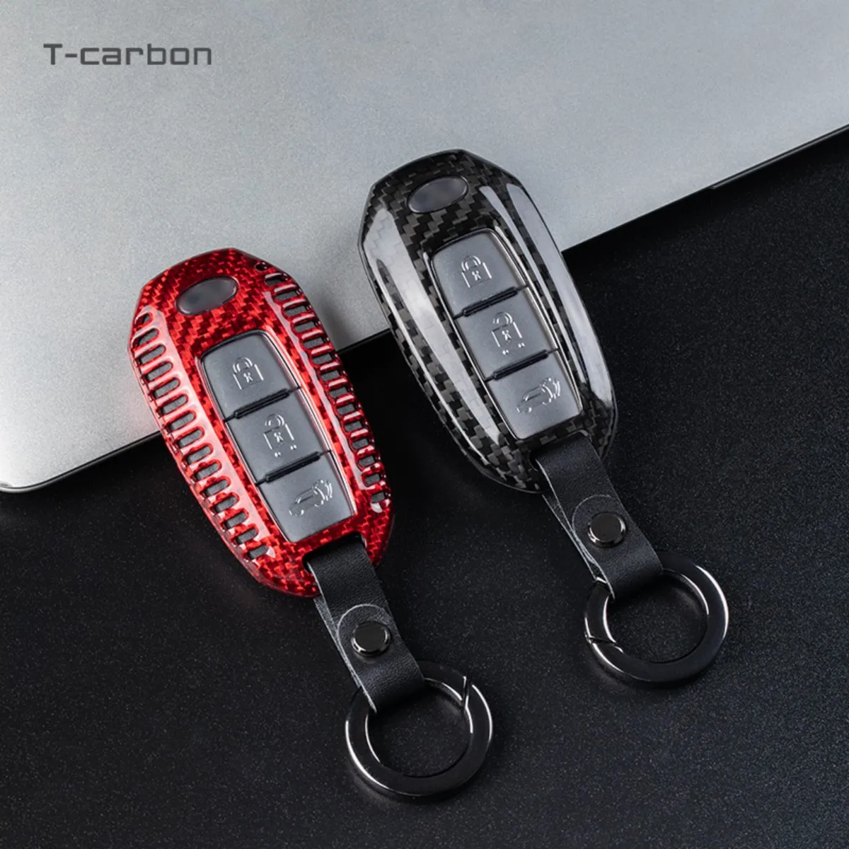 T-carbon Carbon Fiber Car Key Cover For New Infinity Q50 Q60 QX50 QX55 QX60 Key Case Fob Shell Interior Accessories view 6