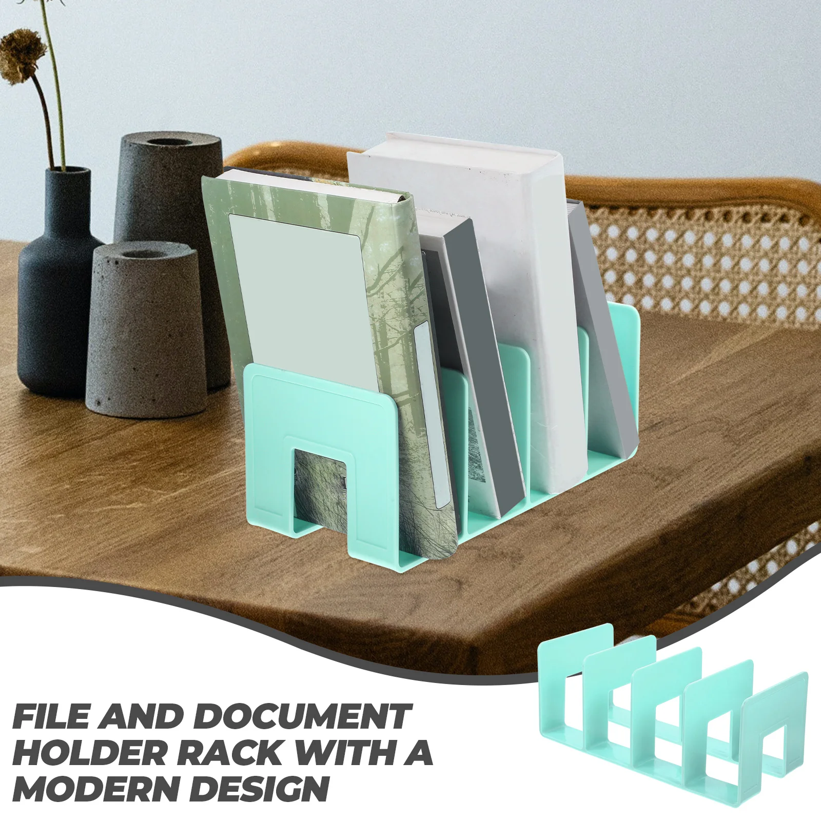 Desk File Organizer Vertical 4 Bookends Folders Magazine Holder Multifunction Rack Binder Plastic Decorative