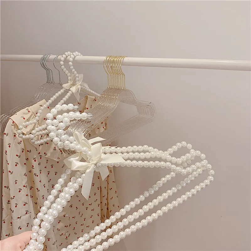 Glittering Powder Transparent Plastic Skirt Clothes Rack Pearl Girl Heart Clothes Rack Cloakroom Clothes Rack