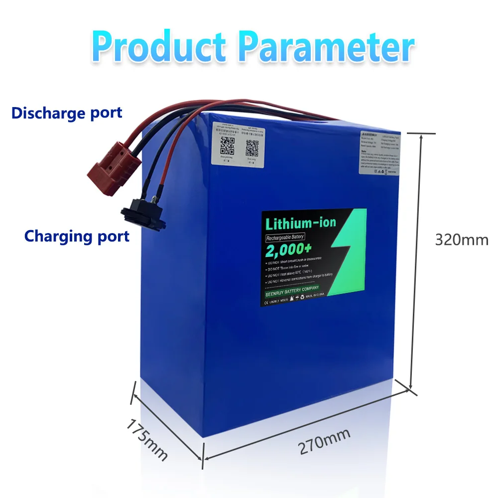 72V 80Ah Large capacity Li-ion Lithium Polymer Battery Pack Perfect For 5000W  Electric Wheelchair Tricycle Motorcycle