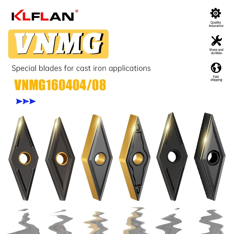 

CNC Turning Inserts Diamond External Turning Inserts VNMG160408 VNMA160404 For Machining Ductile Cast Iron And Steel Parts Wear-