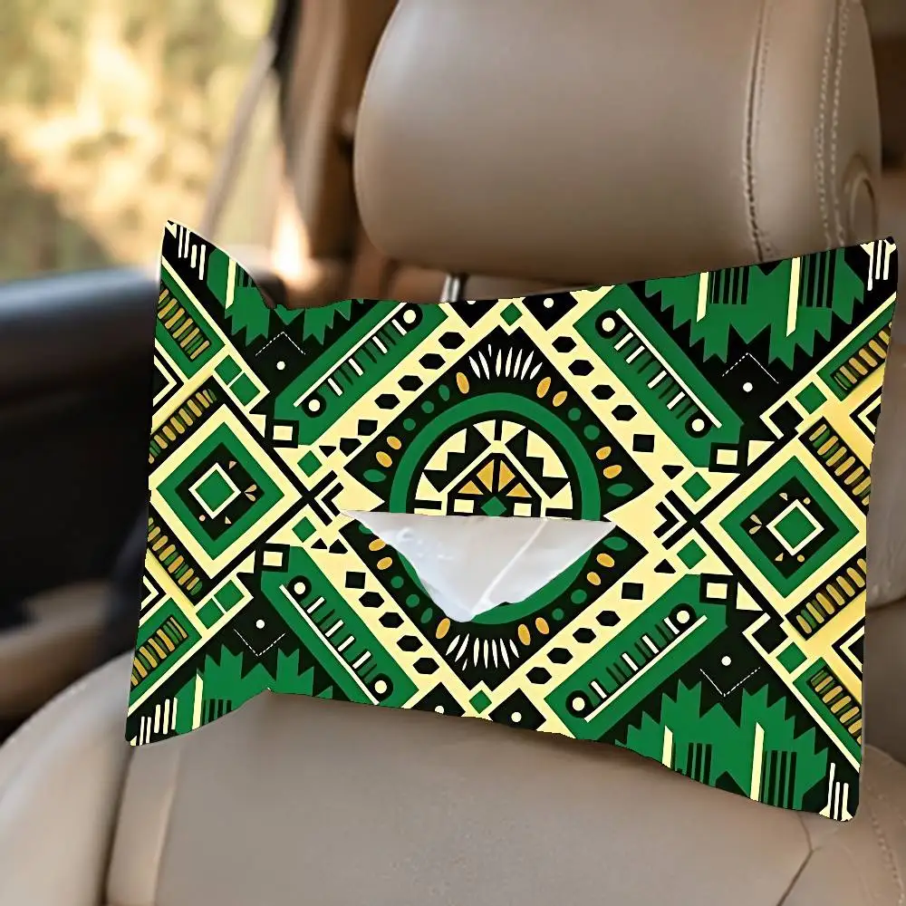 Earthy Tone Ethnic Totem Circular Tissue Bag Box Container Car Towel Napkin Papers Dispenser Holder Case Table Decoration Home