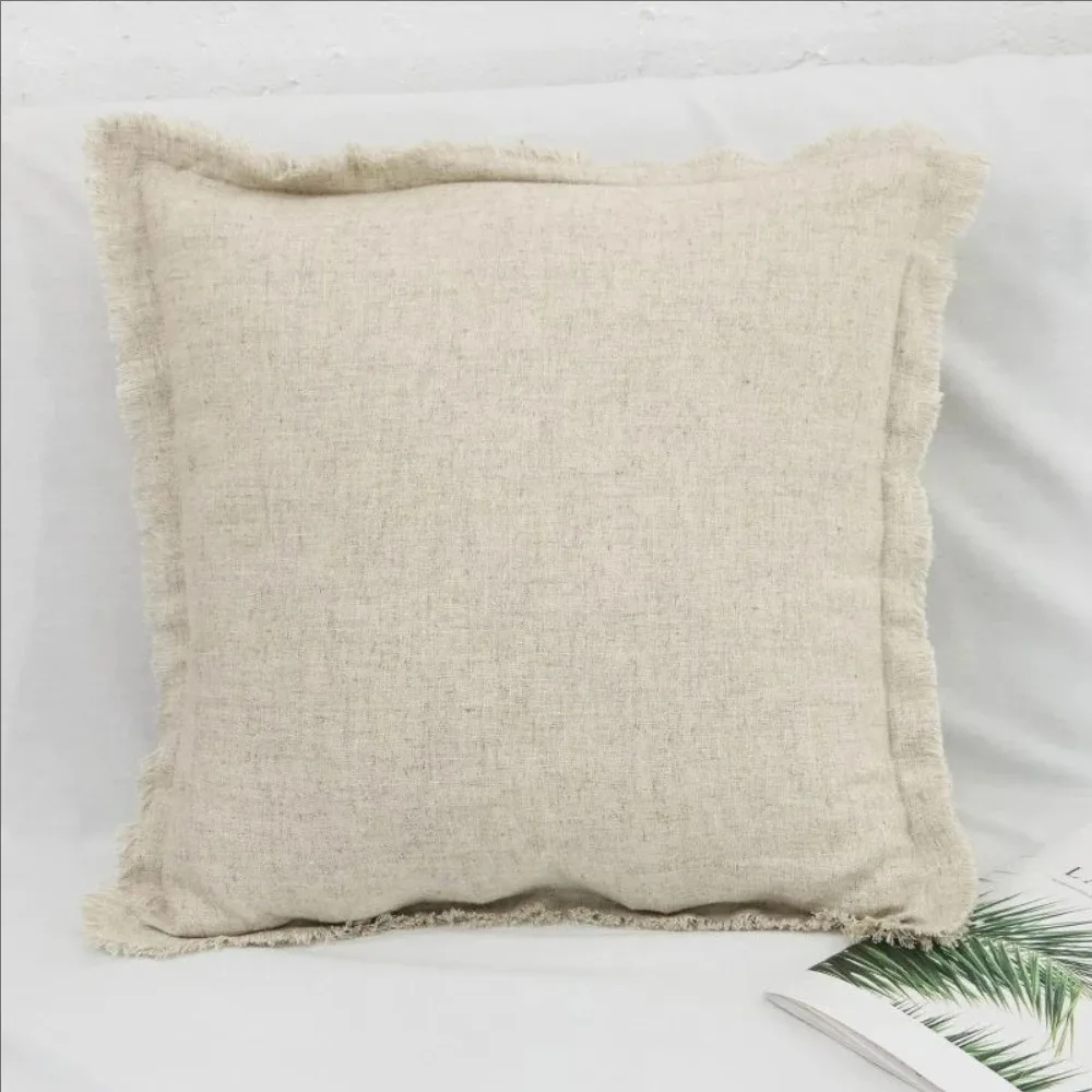 Boho Shabby Chic 1/2Pcs Washable Natural Cotton Linen Tassel Cushion Covers Euro Sofa Decor Throw Pillow Cases Home Living Room