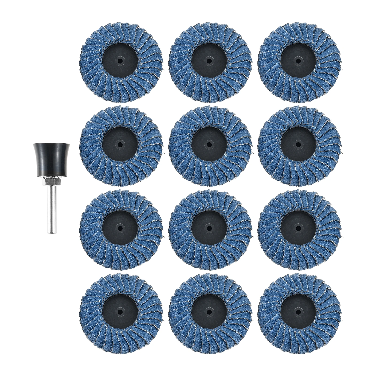 

12Pcs 2"" Curved Flap Disc Grit#40-120 Roll Lock Quick Change Sanding Discs 1/4"" Holder for Die Grinder Metal Wood Rust Removal