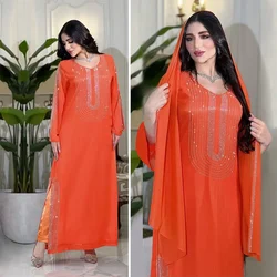 Elegantes muslimisches Kleid Dubai Truthahn Islam Kleidung Abendkleider Mode National kostüm Abayas für Frauen Dubai Diamant Robe