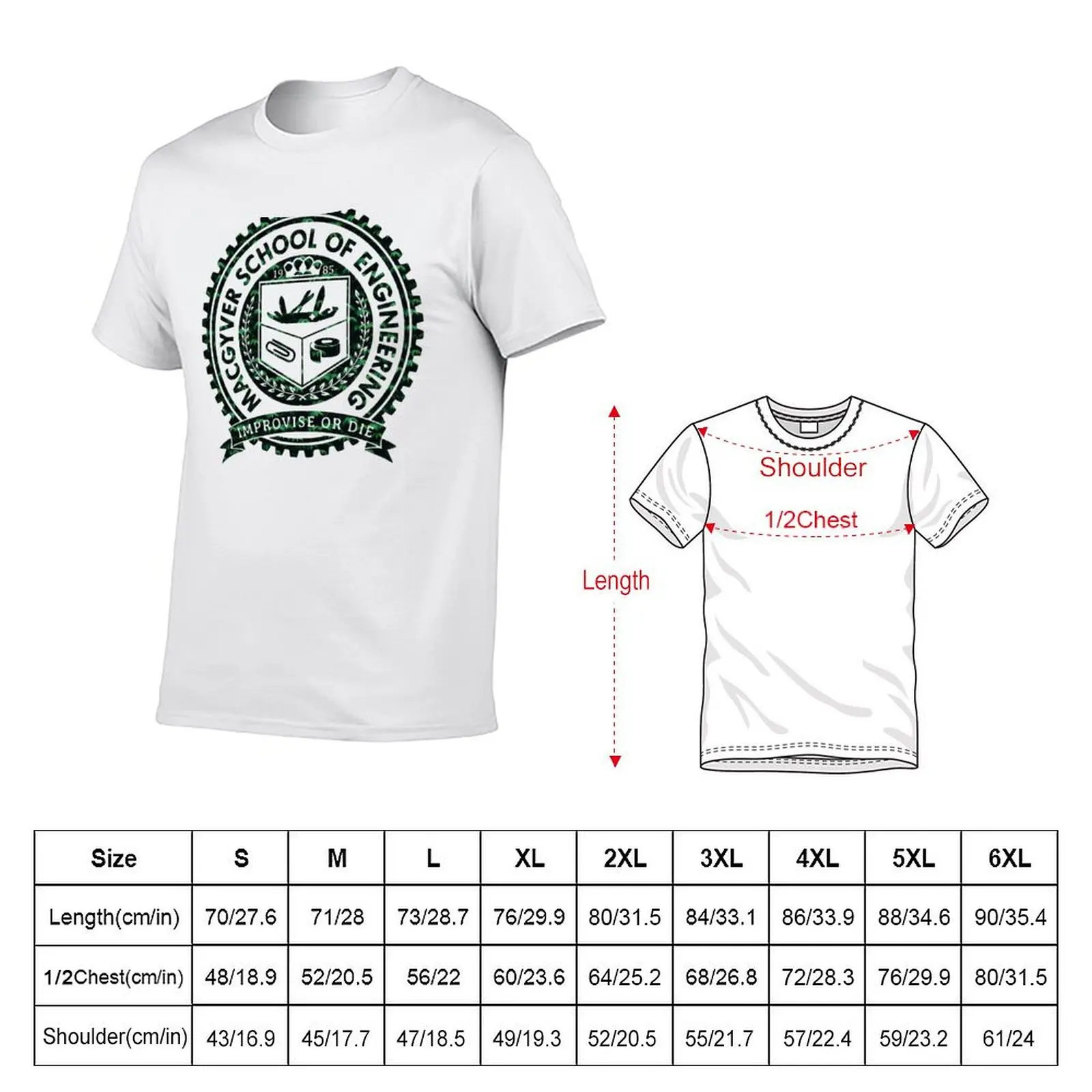 Nature of Macgyver school of engineering logos T-Shirt cotton tshirt 100% black cotton t-shirt plain for man package T-Shirt