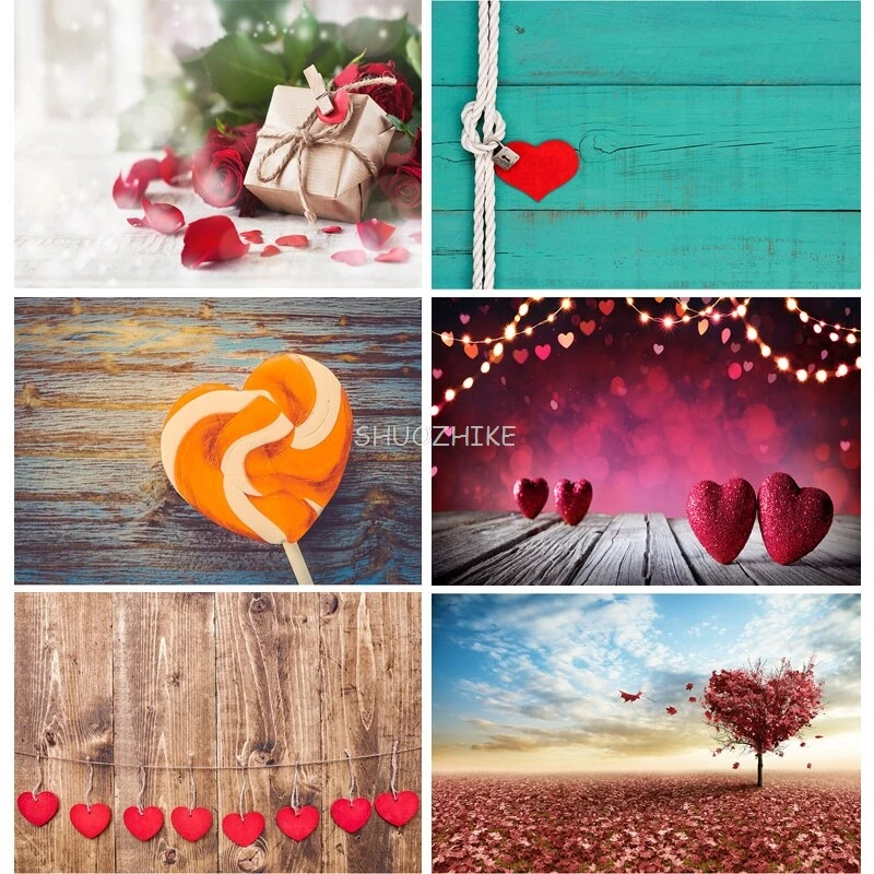 

SHUOZHIKE Thin Cloth Valentine Day Photography Backdrops Prop Love Heart Rose Wooden Floor Photo Studio Background QRJJ-02