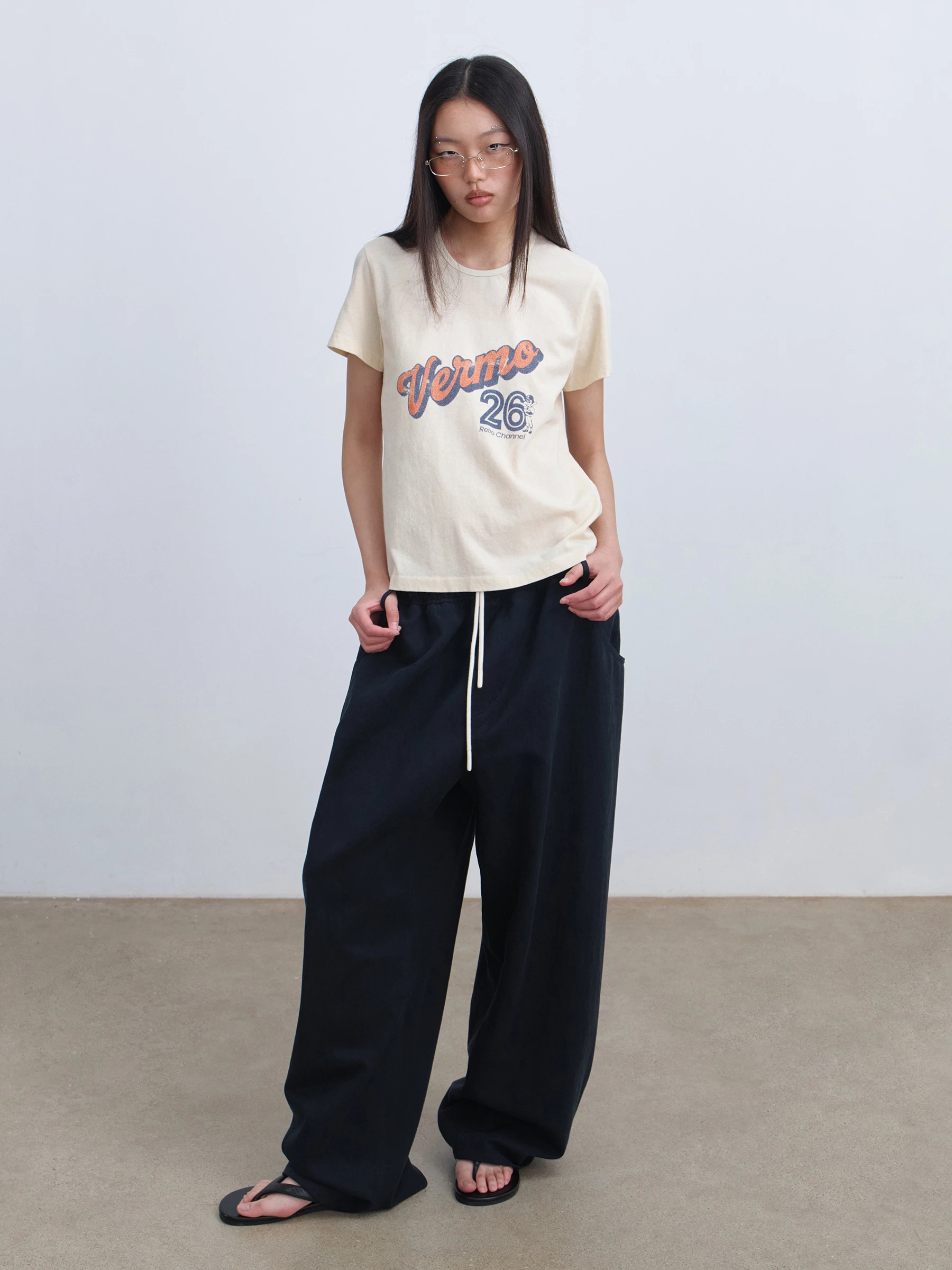 VERMO Classic Updated Fabric Optimized Version  Texture Loose Casual Pants Wide Leg Pants Neutral Natural Waist