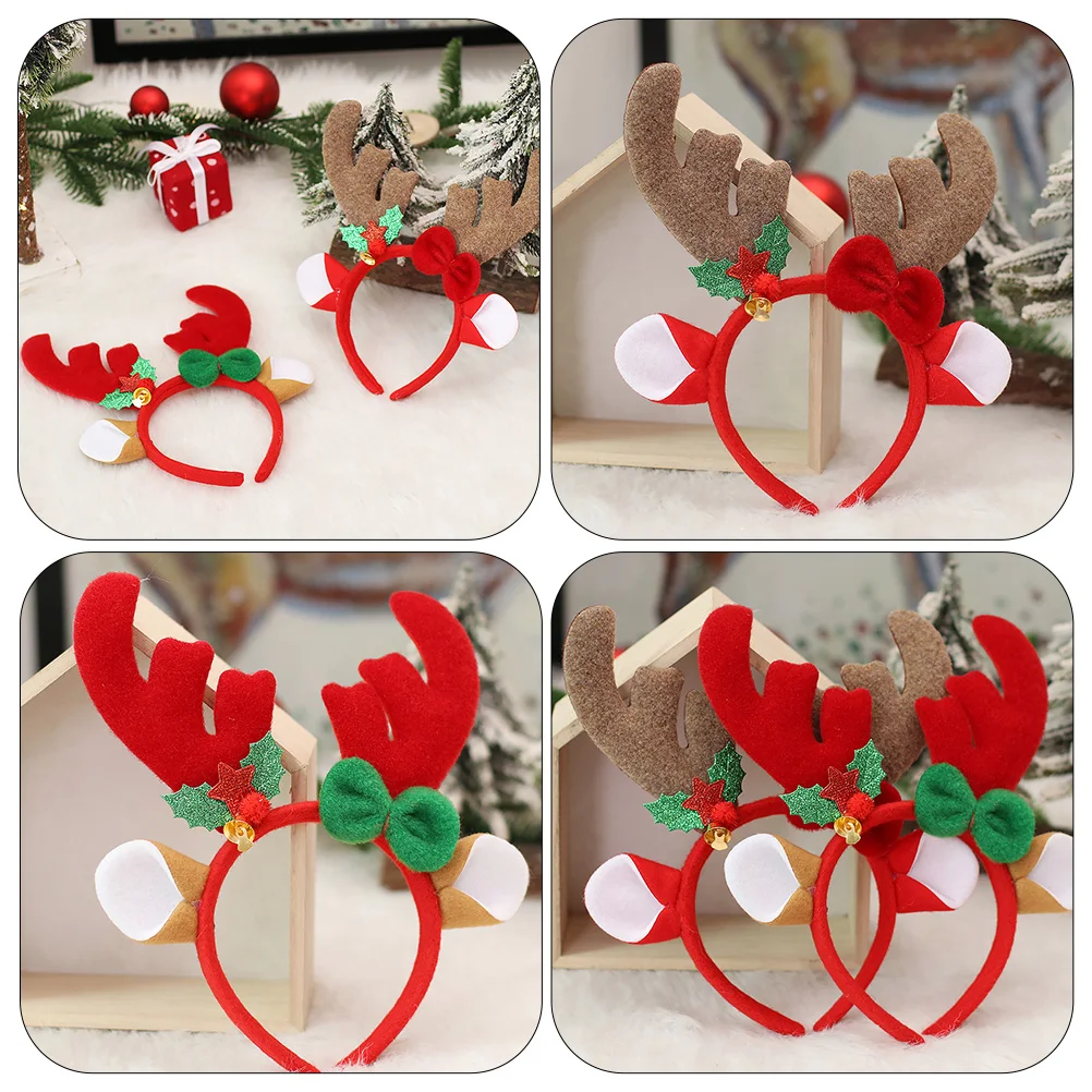 

2pcs Reindeer Antler Hair Clasps Christmas Headbands For Party Festive Antler Hoops Costume Cosplay Accessory Hair Styling Tool