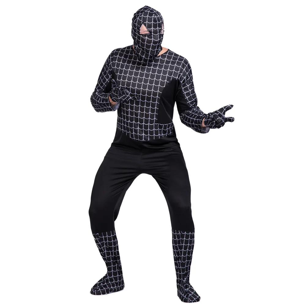 

Adult Black Spider Superhero Jumpsuits Men's Halloween Cosplay Costume Carnival Easter Purim Fancy Dress