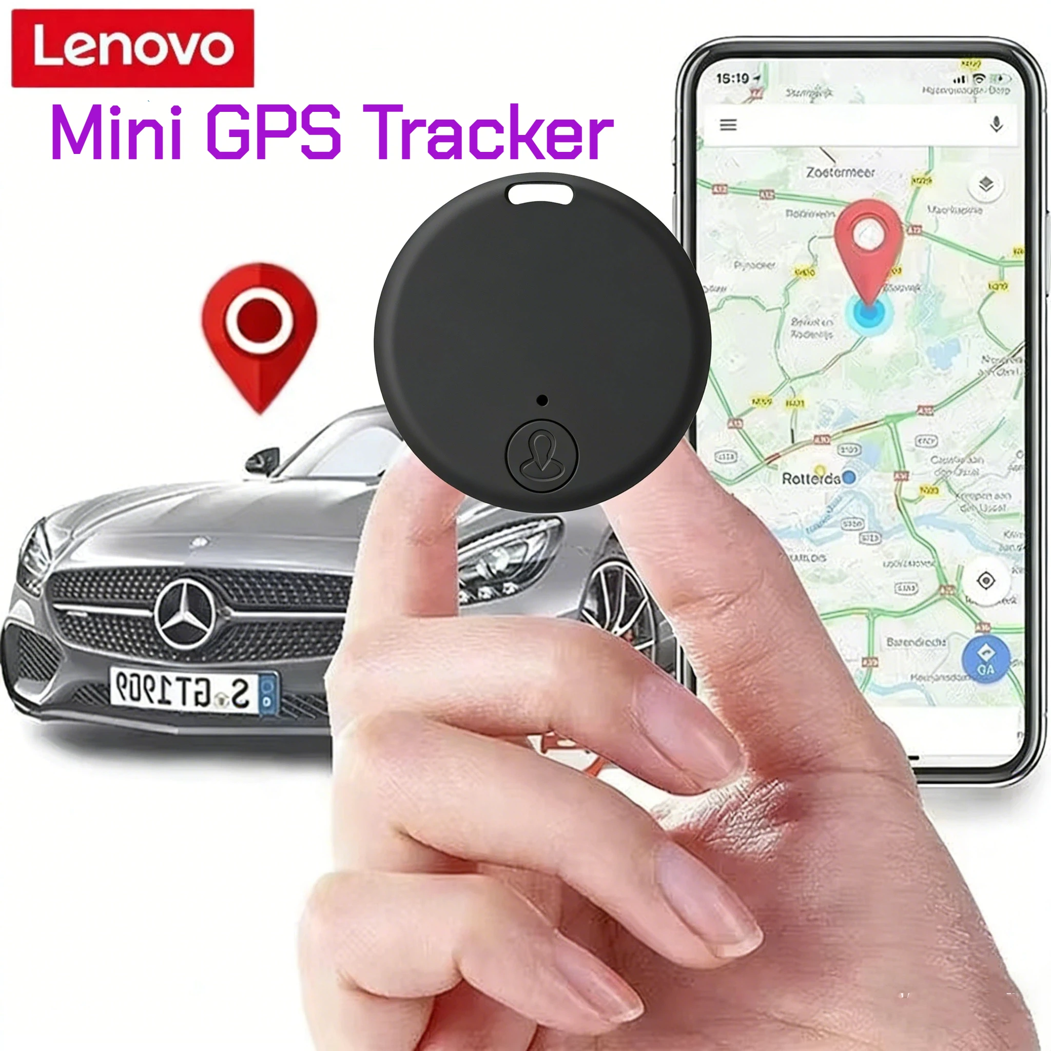 Lenovo Bluetooth 5.3 GPS Smart Tracker Air Tag Pet Anti-Lost Device Elderly Kids Wallet Tracking For IOS Android Finder Locator