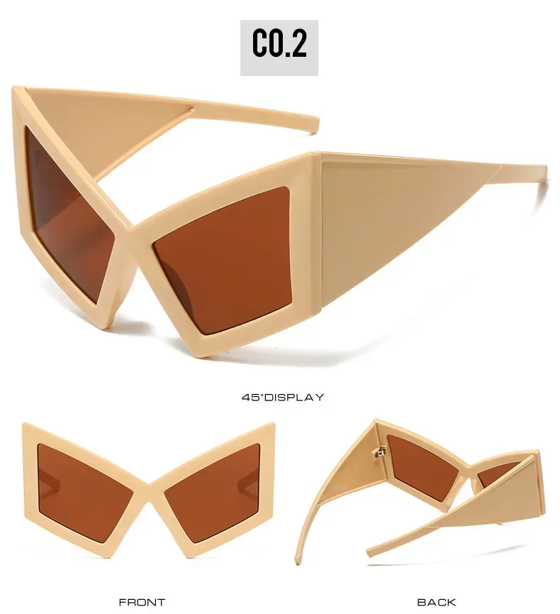 JNPCXI Mode Übergroße Cat Eye Sonnenbrille Frauen Rot Shades UV400 Retro Gradienten Männer Breite Beine Sonnenbrille – Detail 7