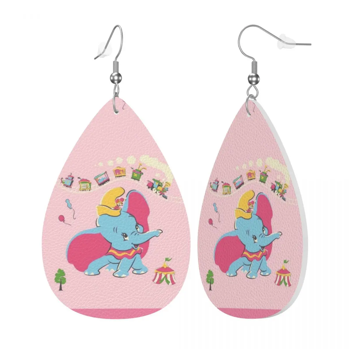 Custom Dumbo Cartoon Leather Earrings for Women Cute Elephant Dangle Earrings Jewelry Accessories