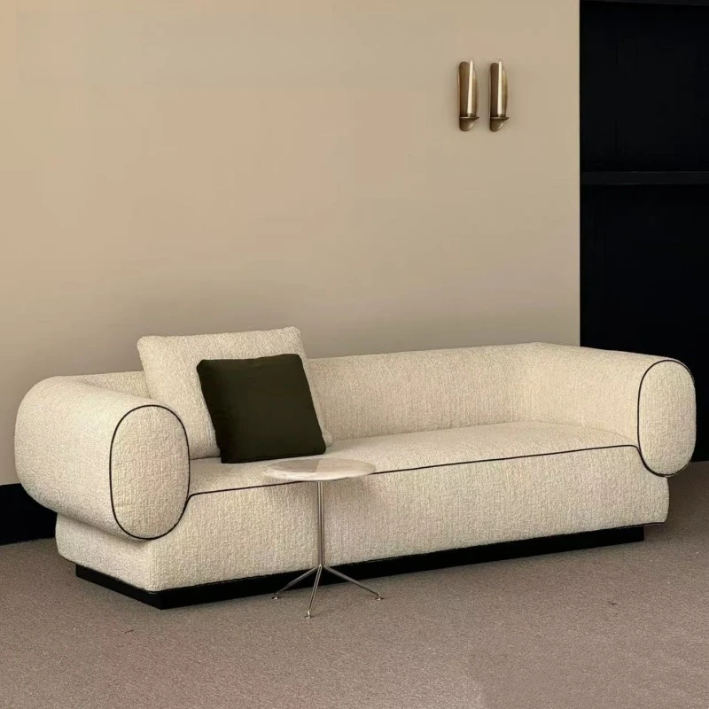 Curved three-person straight row retro style old   style living room sofa