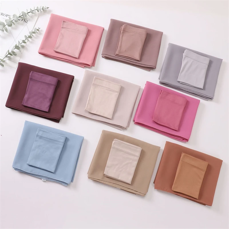 Muslimischer Chiffon-Hijab-Schal für Frauen, lang, einfarbig, Kopfwickel mit muslimischem Turban, Hut, Damen, muslimischer Schleier, Jersey-Hijabs, Schals