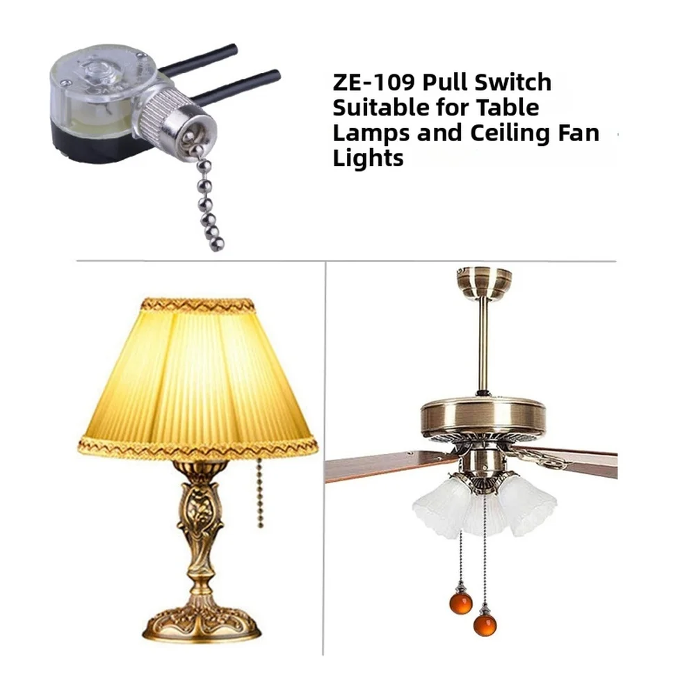 4pcs Pull Chain Switch Dual For Velocity Control For Ceiling Fan Light Wall Lamp Pendant For Lighting ZE-109 Replacement Parts