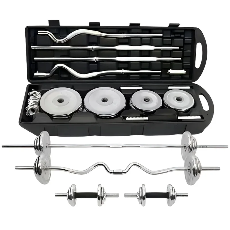 

Electroplated Dumbbell Set 55KG Gift Box Barbell Curved Bar Set Men Women Essential Fitness Gear