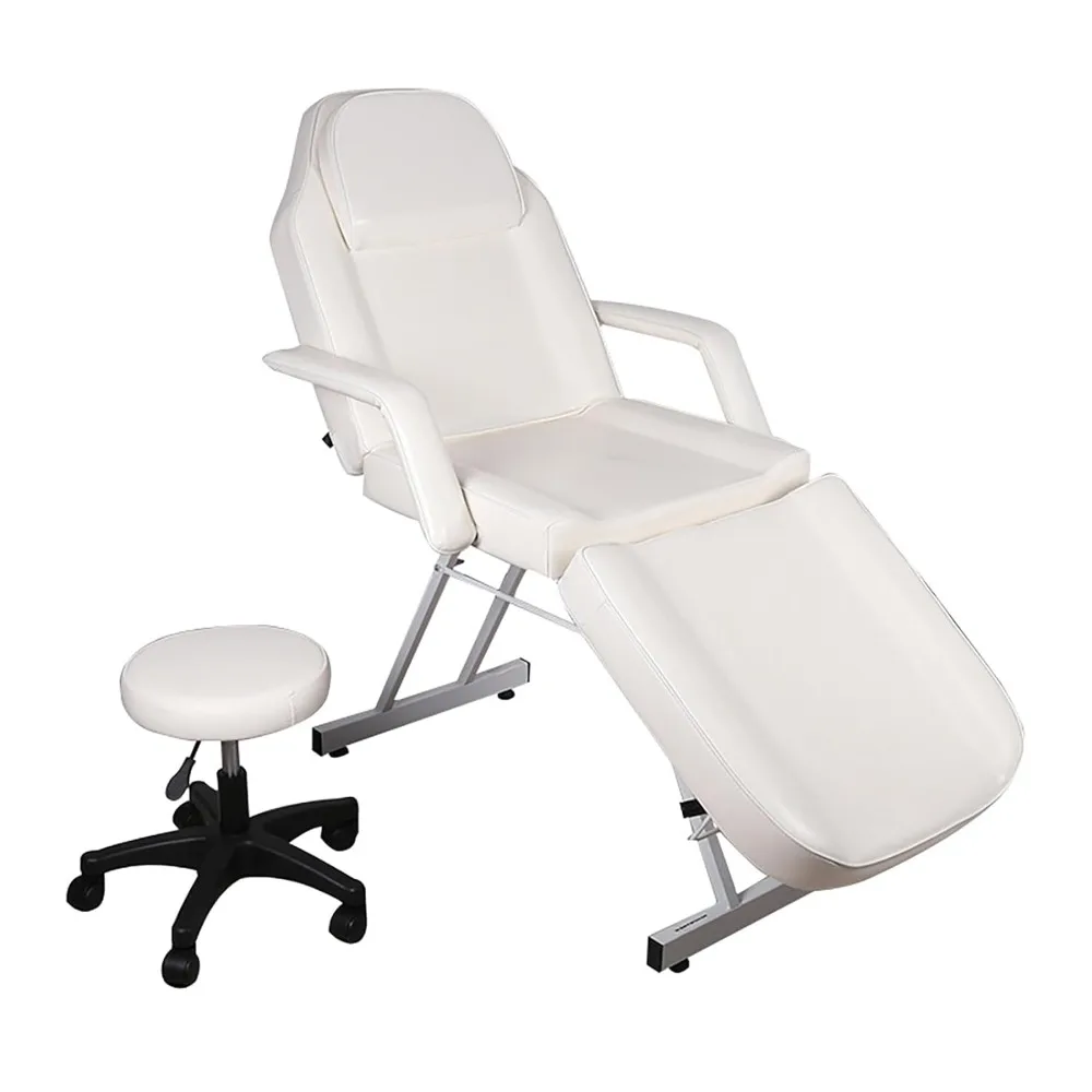 3-Section Adjustable Spa Massage Table Tattoo Chair Facial Bed with Stool Removable Headrest 73in Salon Beauty Equipment, Custom
