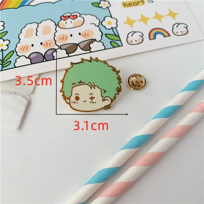 Mignon une pièce Luffy Zoro Sanji émail broche épinglettes Badge sur sac à dos vêtements accessoires Anime bijoux amis cadeaux