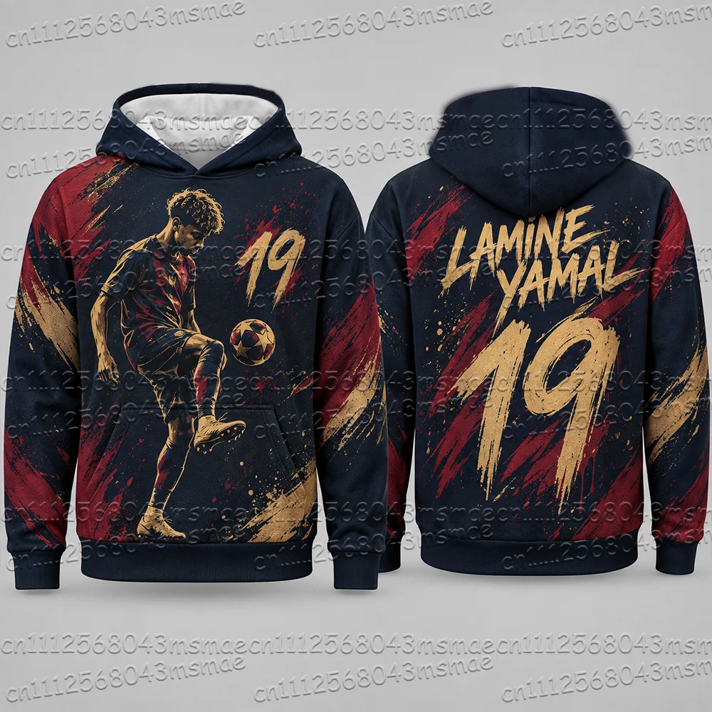 Herbstneuheit: Spezial-Yamal # 19 bedruckte Hoodies für Männer, Langarm-Sportbekleidung, Kinder-Fußballpullover, Sport-Oberteile für Kinder/Erwachsene – Detail 8