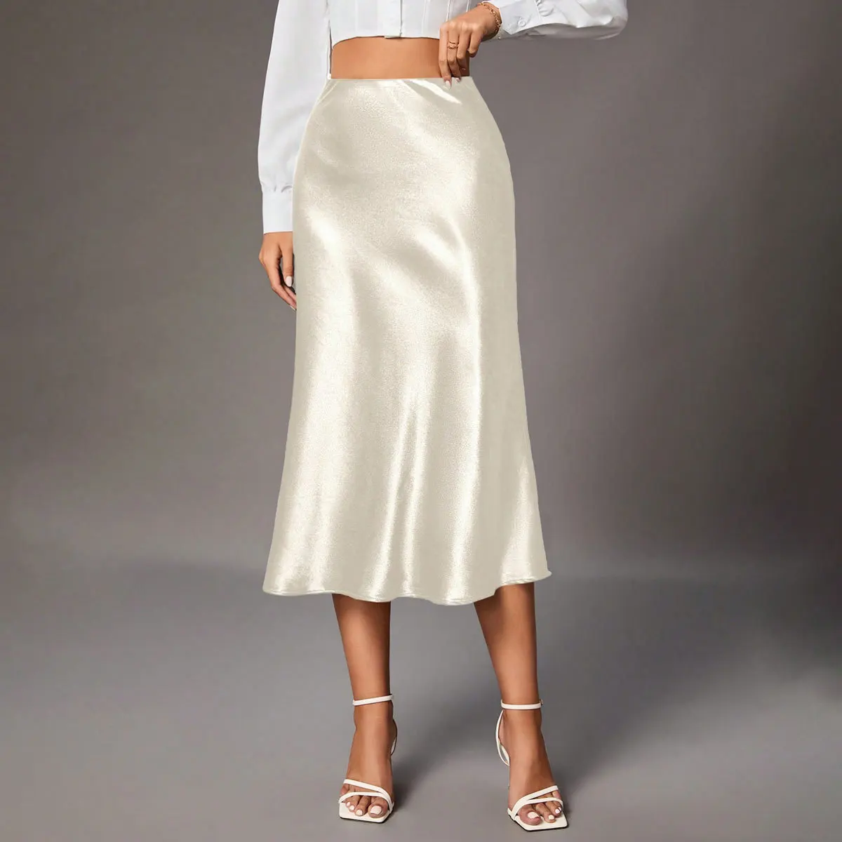 

2026 Women's New Satin Satin Skirt High-end Small Man Imitation Silk European and American Skirt
